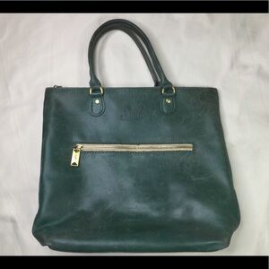 Sseko Green Oiled Leather Convertible Tote Bag